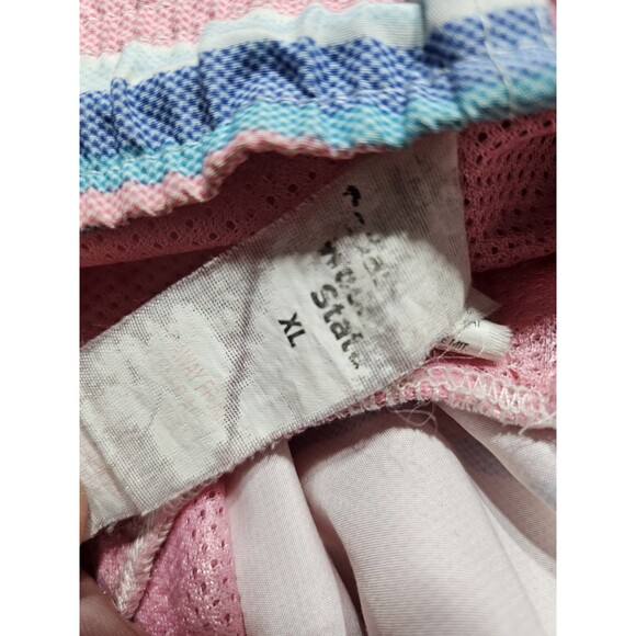 Cedarwood State Men's XL Swim Trunks Pink/Blue Striped XL Short Length Pocket - Picture 5 of 7